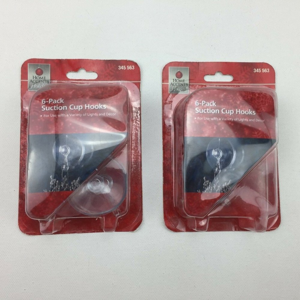 Home Accents Holiday 6-Pack Suction Cup Hooks Set of 2 Hangers Indoor Decor